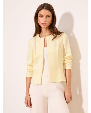 Lipsy Cropped Collarless Blazer - Natural