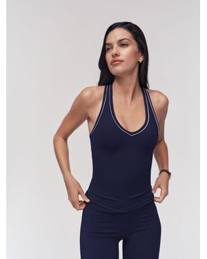 OSIA Tipped V-Neck Vest - Blue