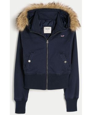 Hollister Twill Puffer Jacket - Blue