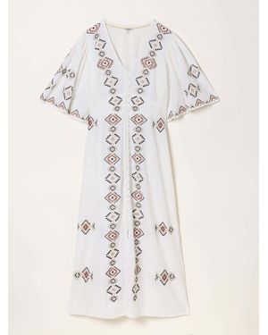 FatFace Fatface Solene Petite Embroidered Midi Dress - Natural