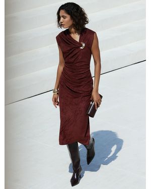 Friends Like These Suedette Hardware Draped Midi Dress - Multicolor