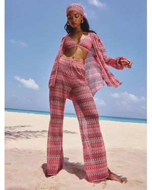 Lipsy Crochet Style Beach Kimono Shirt - Red