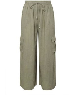 Yours Curve Linen Cargo Trouserseu 42 (Uk 14) - Blau