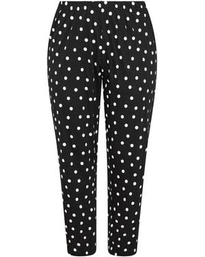 Yours Curve Polka Dot Wide Leg Pajamas - Black