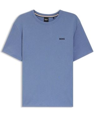 BOSS Logo Regualr-Fit Waffle T-Shirt - Blue