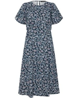 M Com Petite Spot Print Short Sleeve Dress - Blue
