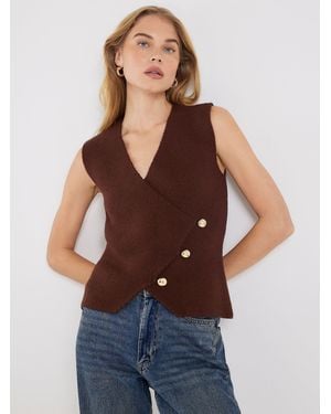 River Island Asymmetric Button Front Waistcoat - Blue