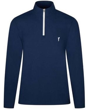 Golfino St. Moritz Light Half Zip Golf Troyer Mid Layer Fleece - Blue