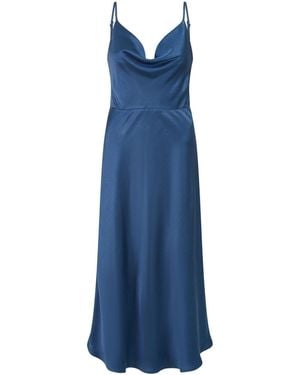 Yumi' Satin Cowl Neck Midi Dress - Blue