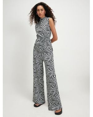 River Island Jacquard Zebra Wide Leg Pants - Black