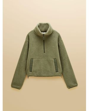 Joules Cropped Quarter Zip Fleece - Green