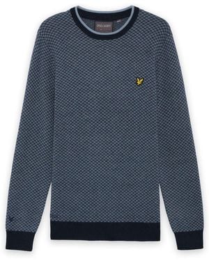 Lyle & Scott Golf Cross Hatch Cashmere Blend Crew Neck Sweater - Blue