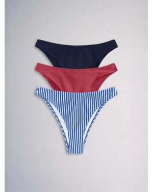 The Set High Leg 3 Pack Bikini Bottoms - Blue