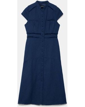 Mint Velvet Boucle Midi Dress - Blue