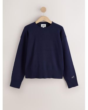Self Knitted Side Stripe Jumper - Blue