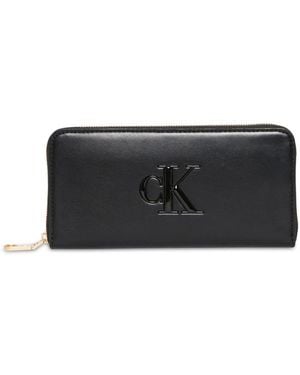 Calvin Klein Calvin Klein Embossed Monogram Long Zip Wallet - Black