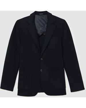 Reiss Joseph Wool-Blend Single-Breasted Blazer Tailored-Fit - Blue