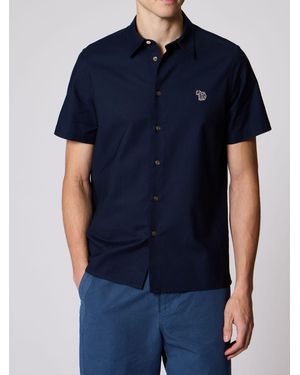 Paul Smith Casual-Fit Short Sleeve Logo Shirt - Blau
