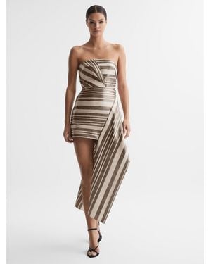 Acler Linen Striped Strapless Mini Dress - Natural