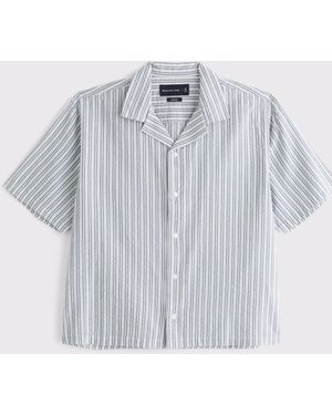 Abercrombie & Fitch Seersucker Striped Shirt - Blue