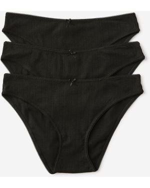Cotton On Pointelle Bikini Brief 3 Pack - Black