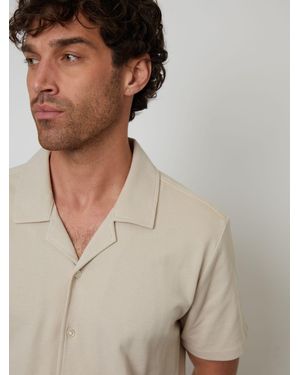 Threadbare Pique Revere Collar Short Sleeve Shirt - Natural