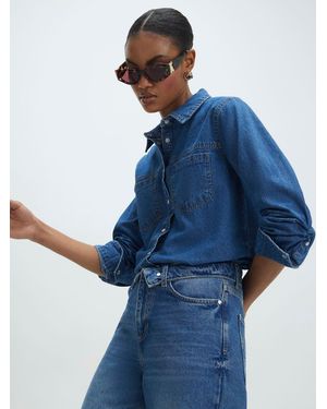 River Island Long Sleeve Western Denim Shirt - Blue