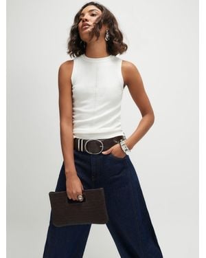 River Island Cream Knitted Linen Look Vest Top - White