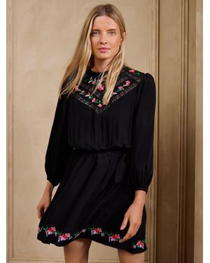 Love & Roses Long Sleeve Mini Dress - Black