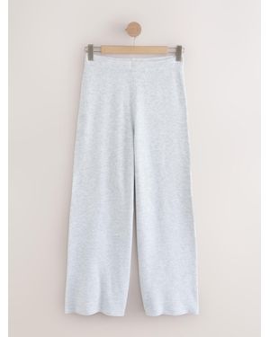 Self Knitted Wide Leg Sweatpants - White