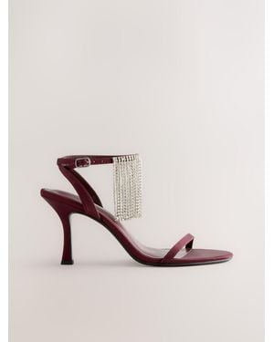 Next Forever Comfort Satin Jeweled Fringe Heeled Sandals - Pink