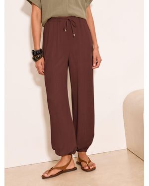 Lipsy Chocolate Touch Of Linen Balloon Leg Pants - Brown