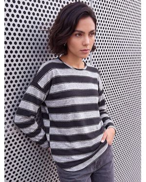 Roman Stripe Jersey Top - Black