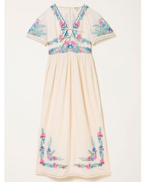 FatFace Fatface Lea Petite Embroidered Midi Dress - Blue