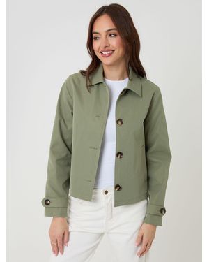 Threadbare Cropped Trench Coat - Green