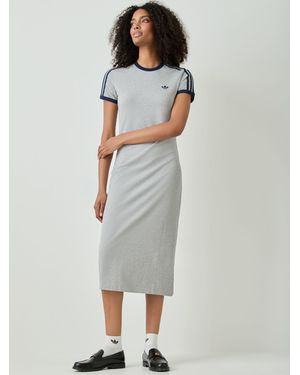 adidas Originals 3-Stripes Maxi T-Shirt Dress - Gray