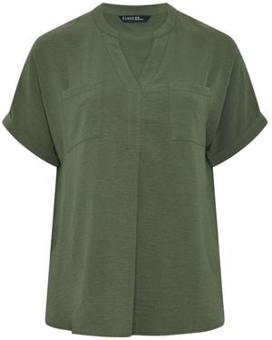 Evans Short Sleeve Utility Blouse - Green