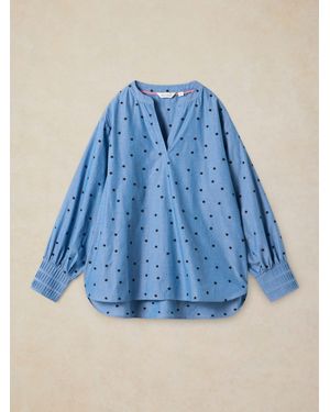 White Stuff Raya Pop Over Blouse - Blue