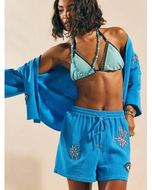River Island Embellished Beach Shorts - Blue