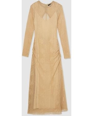 Reiss Lace Knit Ruched Maxi Dress - Natural