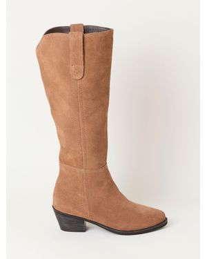 FatFace Fatface Tan Sherbourne Suede Knee High Boots - White