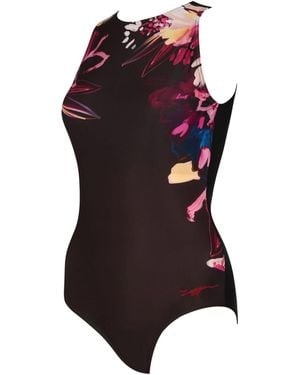 Zoggs Hi Front Swimsuit With Shelf Bra Lining - Black