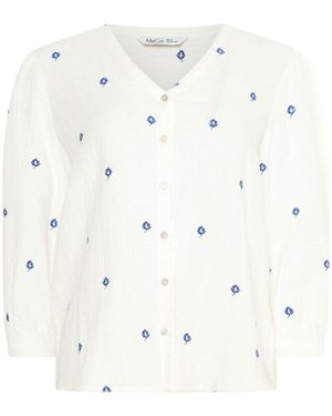 M Com Long Sleeve Embroidered Shirt - White