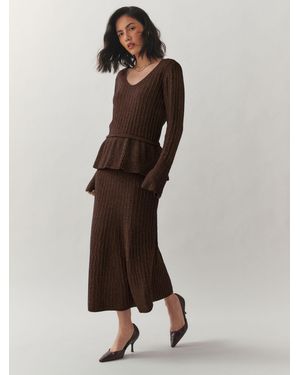 Laura Ashley Textured Knitted Fit And Flare Midi Skirt - Multicolor