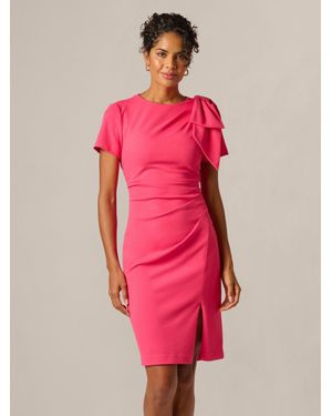 Adrianna Papell Pleated Bow Dress - Pink