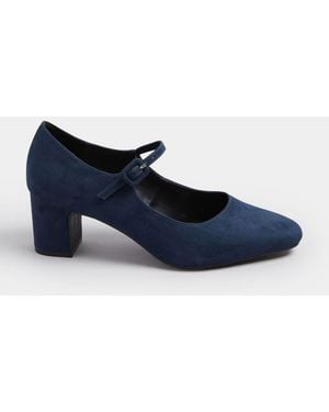 Long Tall Sally Point Block Mary Jane Heel Shoes - Blue