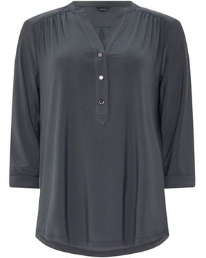 M Com Half Placket Collarless Shirt - Gray