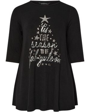 Evans Long Sleeve Christmas Tree T-Shirt - Black
