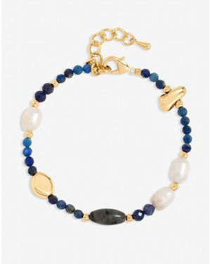 Jon Richard Lapis And Pearl Beaded Bracelet - White