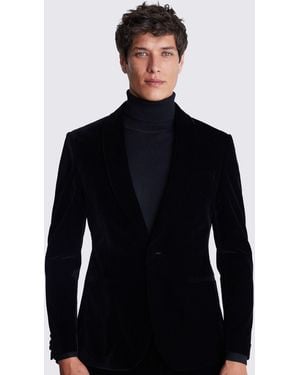 Moss Slim Fit Velvet Suit Jacket - Blue